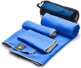 Toalha OlimpiaFit Quick Dry Microfiber, pacote de 3 tamanhos com bolsa