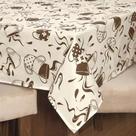 Toalha Oxford Para de Mesa 4 lugares Quadrada Bainha Estampa Café Avela Bege