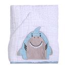 Toalha para Bebê Com Capuz Fralda Soft Tubarão Azul