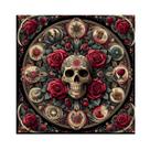 Toalha para Jogo de Tarot 0,70x0,70cm Rosa Caveira Cod007