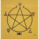 Toalha Pentagrama Jogo Cartas 70x70 cm Amarela Silk Negro