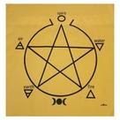 Toalha Pentagrama Para Altar, Taro E Jogos 70x70 Cm Amarela