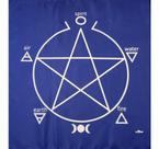 Toalha Pentagrama Para Altar, Taro E Jogos 70x70 Cm Azul