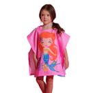 Toalha Poncho Bebê com Capuz Sereia Rosa Everly