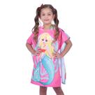 Toalha Poncho Infantil com Capuz Sereia Azul Everly