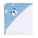 Toalha Soft Karinho com Bordado de Urso Azul - 80cm x 80cm