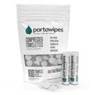 Toalhas comprimidas Portawipes, pacote de 100 com 2 estojos