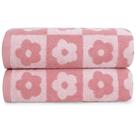 Toalhas de banho Jacquotha Checkered Floral Pink 70x140cm, pacote com 2