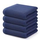 Toalhas de cozinha Kitinjoy Waffle Weave 100% algodão, pacote com 4 unidades, azul marinho