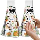 Toalhas de cozinha penduradas CUTHOLLOW Colorful Funny Cats, conjunto de 2 Toalhas de cozinha penduradas CUTHOLLOW Colorful Funny Cats, conjunto de 2