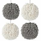 Toalhas de mão Askind Chenille, esponja absorvente, pacote com 4 unidades, cinza+branco