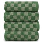 Toalhas de mão Jacquotha Soft Green Checkered, pacote com 4, 420 g/m²