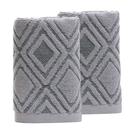 Toalhas de mão Pidada Diamond Pattern 100% algodão, conjunto de 2, cinza