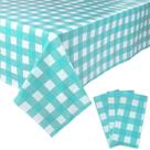 Toalhas de mesa Kesfey Aqua and White Xadrez 137 x 274 cm 3 unidades