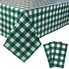 Toalhas de mesa Kesfey verde/brancas quadriculadas 137x274cm, pacote com 3