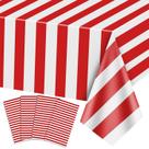 Toalhas de mesa PIXHOTUL Carnival vermelhas e brancas 130 cm x 220 cm 8 unidades