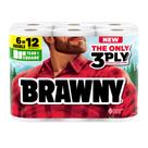 Toalhas de papel Brawny Tear-A-Square de 3 camadas e 6 rolos duplos