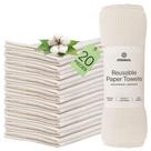 Toalhas de papel reutilizáveis, pacote com 20, algodão orgânico lavável