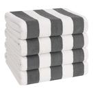 Toalhas de praia American Soft Linen Cabana listradas, pacote com 4 unidades, cinza