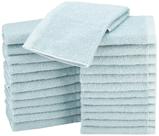Toalhas de rosto Amazon Basics 100% algodão 30x30cm, pacote com 24 unidades, azul gelo