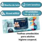 Toalhas Umedecidas Para Adultos - Banho de Leito Prevent Wipes 50 unid