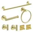 Toalheiro Banheiro Pendurador Lavabo Inox Conjunto Dourado