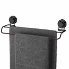 Toalheiro Duplo Banheiro Ventosa Preto Onix 45cm