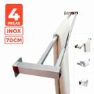 Toalheiro Duplo Inox 70cm - Kit Acessórios Banheiro 4 Peças