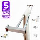 Toalheiro Duplo Inox 70cm Kit Acessórios Banheiro 5 Peças