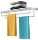 Toalheiros duplos XEENEW para banheiro com prateleira de 60 cm de aço inoxidável