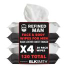 Toalhetes corporais e faciais BLKSMITH Refined Man para homens x4 - 120 quilates