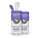 Toalhetes de ouvido Petkin Plant-Based 80 Wipes, pacote com 2 toalhetes para cães e gatos