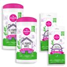 Toalhetes multiuso da Dapple Baby, toalhetes de limpeza hipoalergênicos alimentados por plantas, pitada de lavanda, vasilha de 75 unidades (pacote com 2) + 30 unidades (pacote com 2)