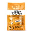 Toalhetes removedores de maquiagem Retinol e Vitamina C, 30 unidades tamanho de viagem