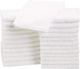 Toalhinhas Amazon Basics 100% algodão 30x30cm, pacote com 24, brancas