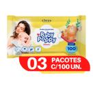 Toalhinhas Umedecidas Baby poppy classic 3 pacotes