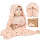 Toalla para bebé con capucha KeaBabies 89x89 cm suave de bambú rosa