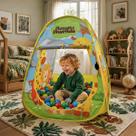 Toca Barraca Infantil Floresta Divertida Dobravel Com 50 Bolinhas Coloridas