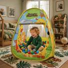 Toca Barraca Infantil Floresta Divertida Dobravel Com 50 Bolinhas Coloridas