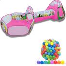 Toca Barraca Infantil Princesa Túnel Piscina 3em 1 + 50 Bolinhas Coloridas