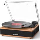 Toca-discos de vinil RetroAudio Bluetooth 3 velocidades em nogueira