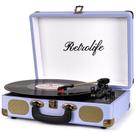 Toca-discos de vinil Retrolife Bluetooth de 3 velocidades roxo Toca-discos de vinil Retrolife Bluetooth de 3 velocidades roxo