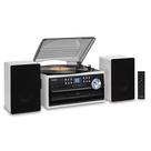 Toca-discos Jensen JTA-475 de 3 Velocidades com CD, Cassete e Rádio AM/FM Estéreo - Branco + Bônus 2 Pacotes de Agulhas Substitutas para Toca-discos