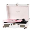 Toca-discos JORLAI de 3 velocidades, toca-discos Bluetooth, branco