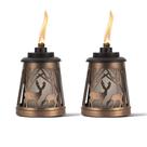 Tocha de mesa TIKI Woodsy, pacote com 2 unidades, decoração externa em bronze