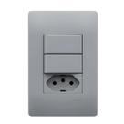 Tomada 20a + 2 Interruptores Com Placa Habitat Onix - Fame