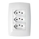 Tomada 3 módulos 10A 110v 127v 2P+T Linha Home Blux Branca