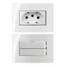 Tomada 3 Pinos 10a Branco + Interruptor Duplo Simples Embutir Móvel Margirius