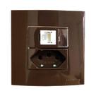 Tomada 3 Pinos 10a + Rede RJ45 Cat5e Marrom Móvel Marmore Drywall Gesso Granito Móveis Pedra Embutir Margirius