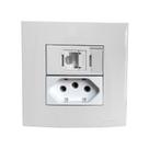 Tomada 3 Pinos 20a + Rede RJ45 Cat5e Branco Móvel Marmore Drywall Gesso Granito Móveis Pedra Embutir Margirius